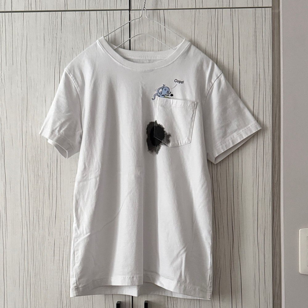 Ginger White Short Sleeve T-shirt with Cartoon Design